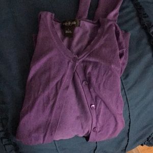 August Silk Purple Cardigan Sweater, Large